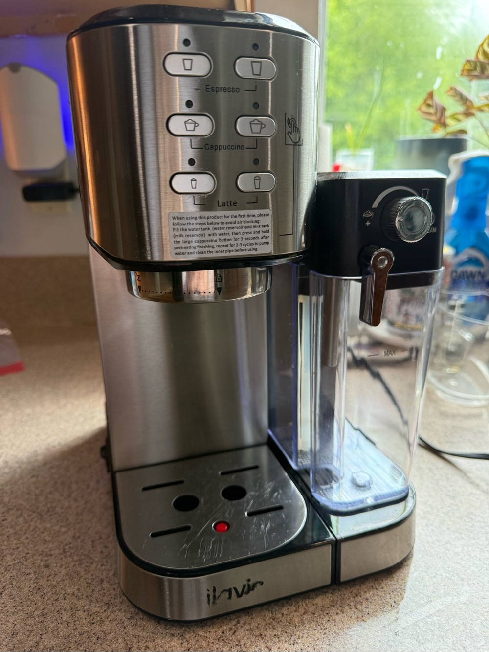 Stainless Steel Espresso & Milk Frother Machine - Silver/Black